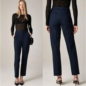 J.Crew Kate Straight Leg Pants Navy Blue Bi-Stretch Cotton BF402 Womens 2P NEW